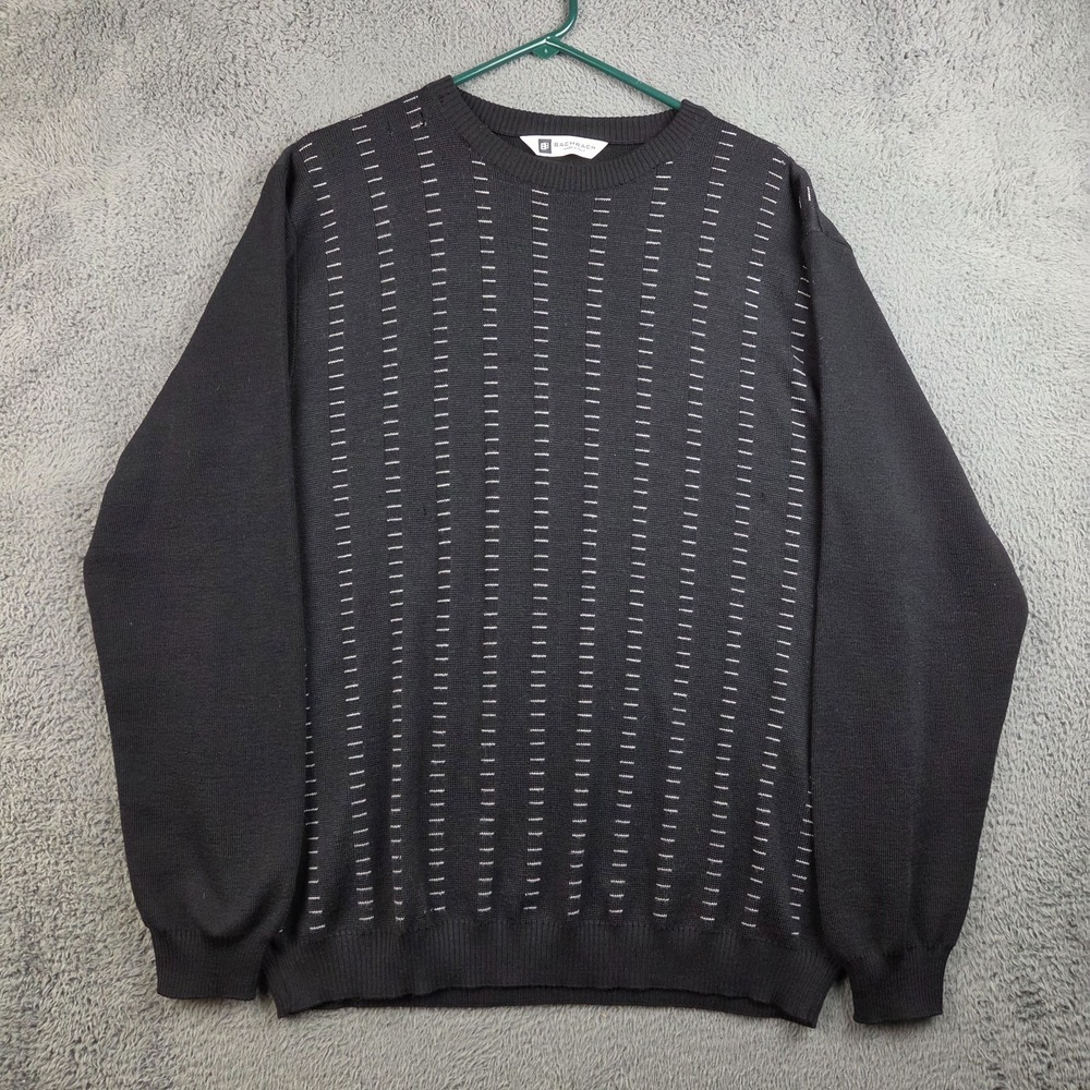Vintage Bachrach Sweater Men's Extra Large Fine Merino Wool Black Grandpa
